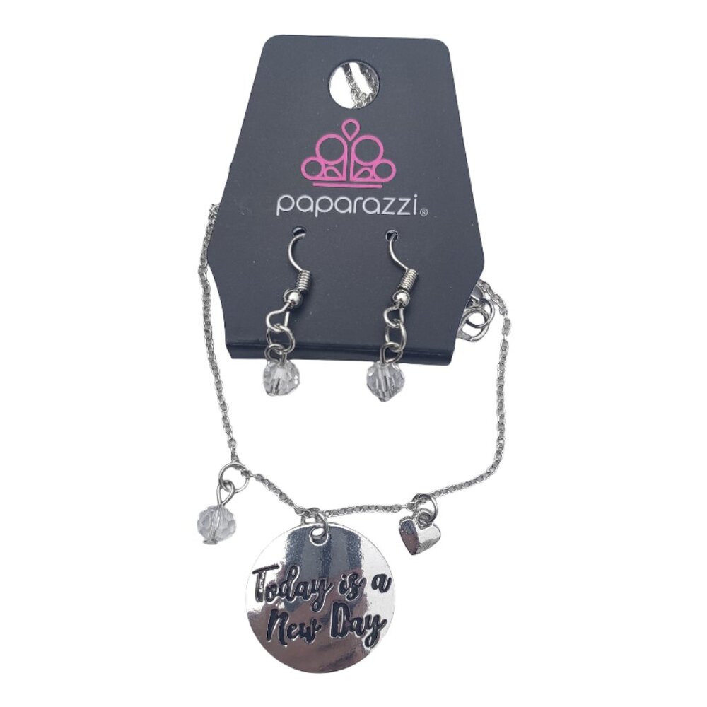Paparazzi Silver Necklace and Earring Set "Today is a New Day" New with Tags NWT